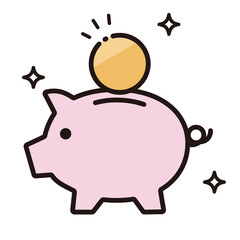 豚の貯金箱と硬貨のシンプルなベクターイラスト