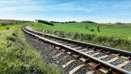 Fototapeta premium Chemin de fer et campagne