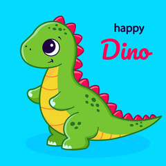 Little cute dinosaur. Illustration for children. For poster,  stickers, card,  game.