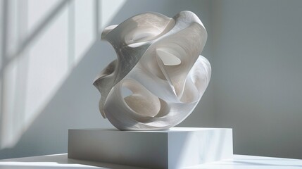 3d render, abstract background, modern minimal design, white marble sculpture.