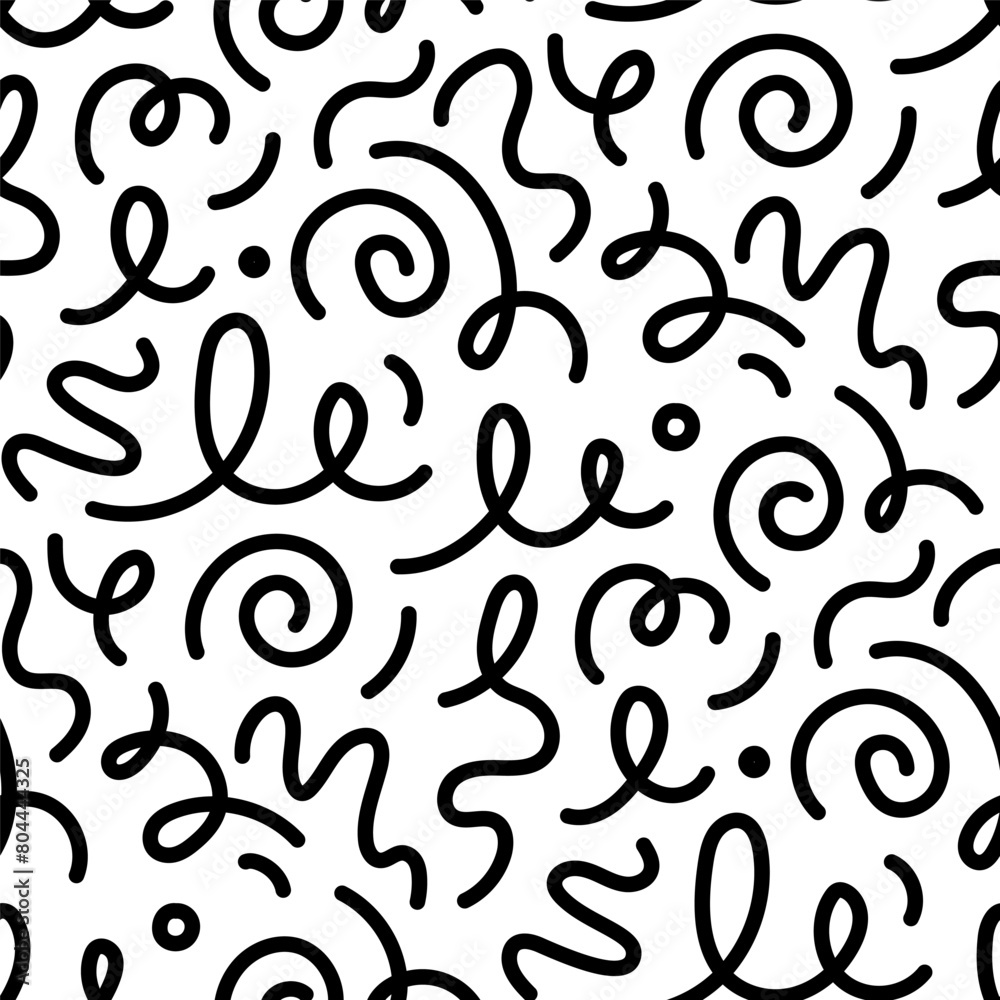 Aufkleber kid line abstract shape seamless pattern. abstract cute children party squiggle background design. f