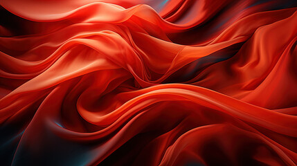 Obraz premium Beautifully Fluttering Red Color Fabric Heavenly in Space With Delicate Folds on Blurry Background