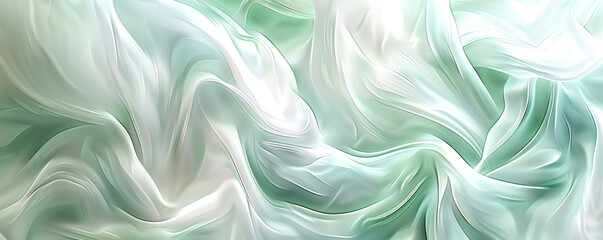 soft swirling patterns of mint green and pearl white, ideal for an elegant abstract background