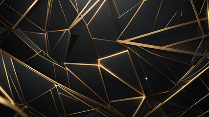 Abstract illustration of luxurious black lines on a dark background with golden accents and...