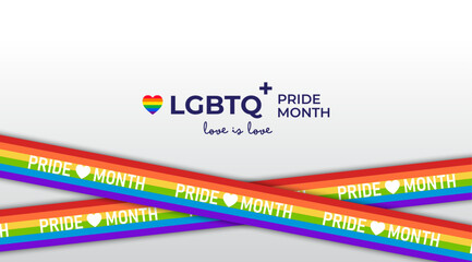 LGBT Pride Month in June. Rainbow flag pride month wallpaper. Symbol of pride month. Lesbian Gay Bisexual Transgender. Design for poster, flyer, web, banner, template. Vector Illustration.