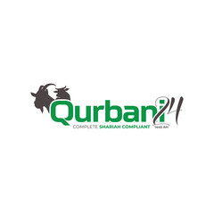 Goat and bull head with qurbani logo for eid ul adha, Vector, Isolated on white background