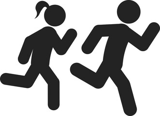 Isolated pictogram sign of couple run, woman and man running, active sport icon symbol