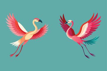 flying bird-flamingo- vector Art & Illustration