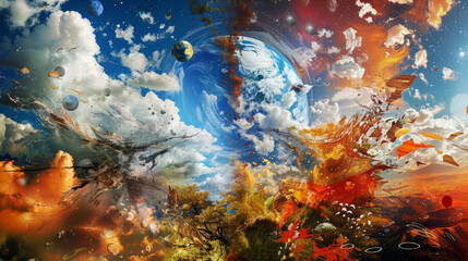 Fototapeta premium A surreal digital artwork capturing the transformation from the old world to a new heaven and new earth.