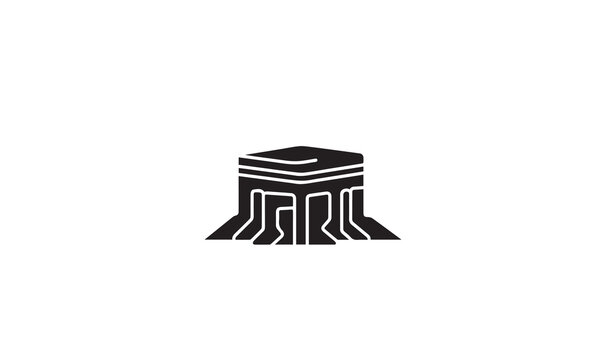 black kaaba icon on white background clip art preview