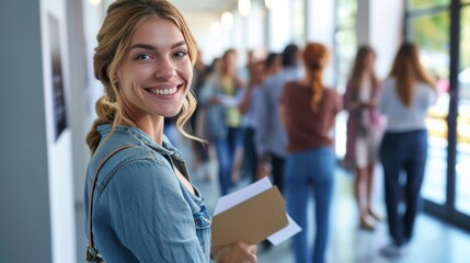 Portrait of a young Voter wait in line to vote in voting season.