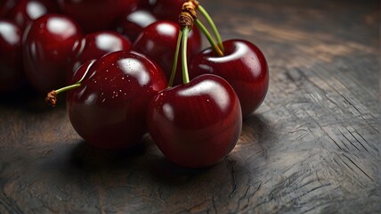 Fresh cherries for food and health-related designs.