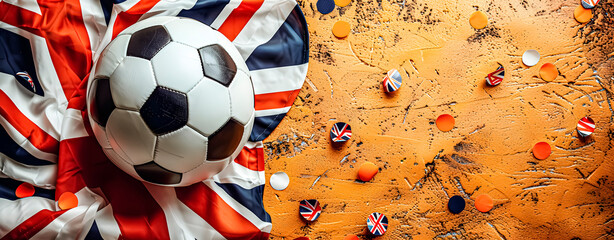 Fototapeta premium A soccer ball on the UK flag. 2026 World Cup