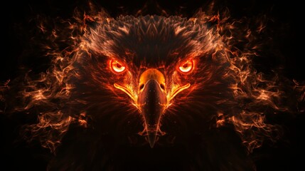 Close-up portrait of a light fire bald eagle.