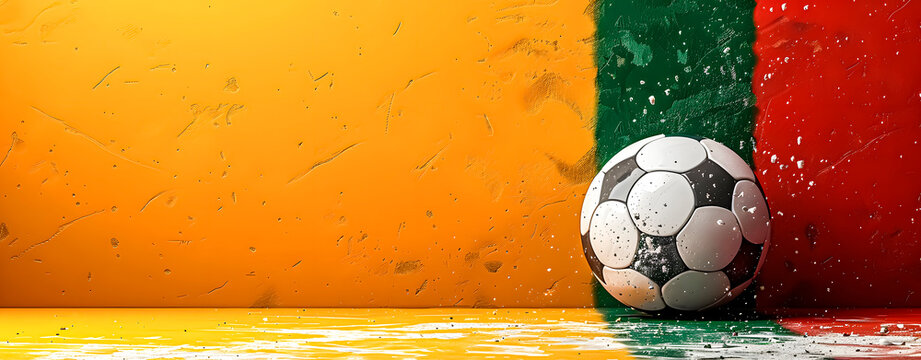 A soccer ball next to the Portuguese flag. 2026 World Cup