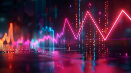 Futuristic Financial Data Soaring Successful Market Chart Trading in a Neon Abstract Background Generative ai