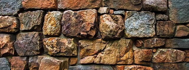 stone texture colorful background. Background of brick wall made of colored antique stone