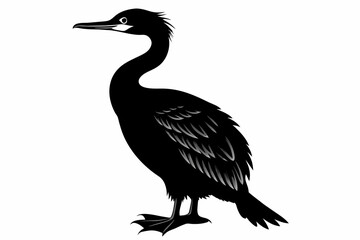 Cormorant silhouette on white background, Vector illustration, icon, svg, characters, Holiday t shirt, Hand drawn trendy Vector illustration