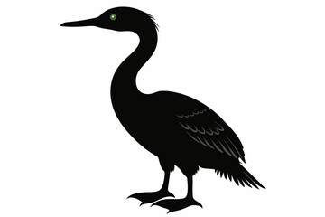 Cormorant silhouette on white background, Vector illustration, icon, svg, characters, Holiday t shirt, Hand drawn trendy Vector illustration