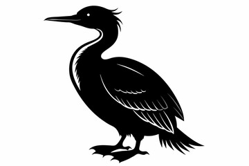 Cormorant silhouette on white background, Vector illustration, icon, svg, characters, Holiday t shirt, Hand drawn trendy Vector illustration