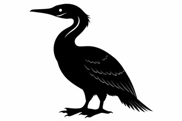 Cormorant silhouette on white background, Vector illustration, icon, svg, characters, Holiday t shirt, Hand drawn trendy Vector illustration
