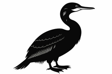 Cormorant silhouette on white background, Vector illustration, icon, svg, characters, Holiday t shirt, Hand drawn trendy Vector illustration