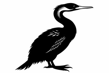 Cormorant silhouette on white background, Vector illustration, icon, svg, characters, Holiday t shirt, Hand drawn trendy Vector illustration