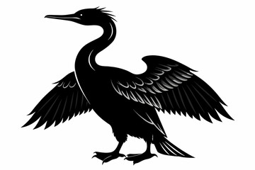 Cormorant silhouette on white background, Vector illustration, icon, svg, characters, Holiday t shirt, Hand drawn trendy Vector illustration