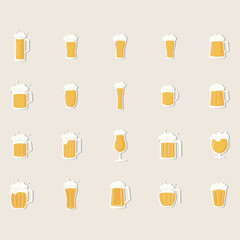 20 beer different sticker illustrations
