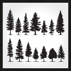 PrinPine silhouette set Clipart on a hex color backgroundt