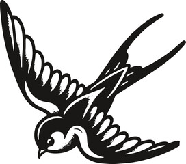 Sparrow Tattoo Old School Tattoo Flying Sparrows  Custom Design of Traditional Sparrow Bird B&W Flash Design Tattoos in svg, eps, png, jpg digital download