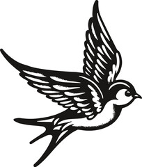 Sparrow Bird Tattoo. Old School Tattoo Flying Sparrows Custom Design of Traditional Sparrow Bird B&W Flash Design Tattoos in svg, eps, png, jpg digital download