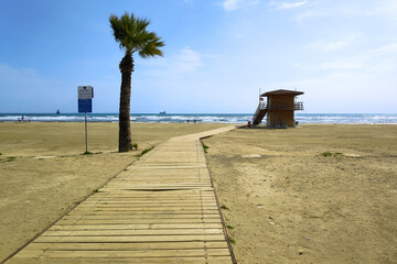 Lifeguard hut on Finikoudes beach in Larnaca