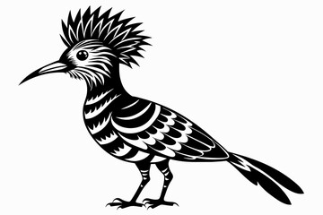 Fototapeta premium Hoopoe silhouette on white background, Vector illustration, icon, svg, characters, Holiday t shirt, Hand drawn trendy Vector illustration