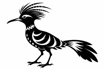 Obraz premium Hoopoe silhouette on white background, Vector illustration, icon, svg, characters, Holiday t shirt, Hand drawn trendy Vector illustration