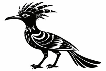 Hoopoe silhouette on white background, Vector illustration, icon, svg, characters, Holiday t shirt, Hand drawn trendy Vector illustration