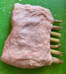 Vegan rack of  bbq ribs  in the making, made with gluten and lemongrass stalks,