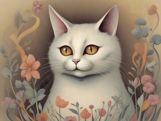 Obraz premium Cat Surreal Illustration Animal Art