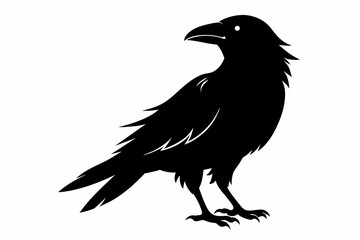 crow silhouette on white background, Vector illustration, icon, svg, characters, Holiday t shirt, Hand drawn trendy Vector illustration