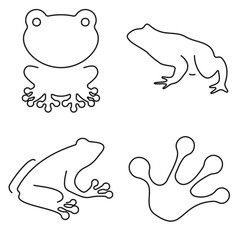 Group of black frog icons on a white background. Vector illustration.