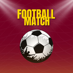 Football championship league red maroon Soccer ball with tournament league sports ball and goals