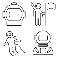Group of black astronaut icons on a white background. Vector illustration. © Oleh
