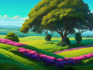 landscape with trees and sky