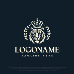  Lion with crown logo template