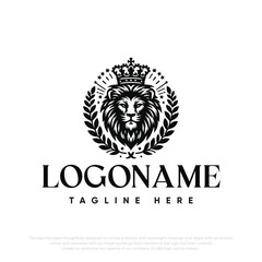  Lion with crown logo template