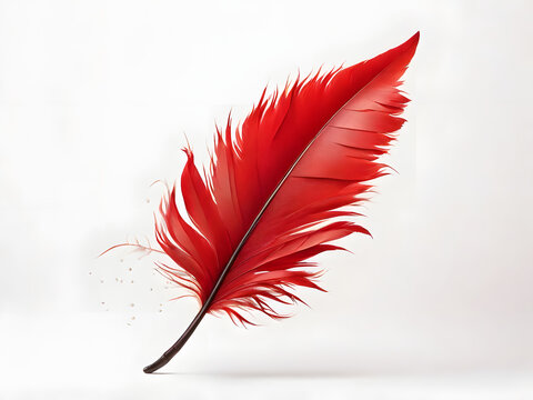 red feather on white background