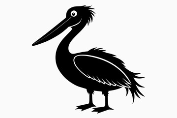 pelican silhouette on white background, Vector illustration, icon, svg, characters, Holiday t shirt, Hand drawn trendy Vector illustration