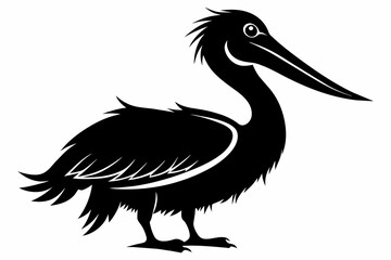 pelican silhouette on white background, Vector illustration, icon, svg, characters, Holiday t shirt, Hand drawn trendy Vector illustration
