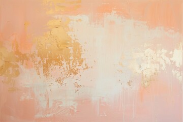 Abstract acrylic texture with vertical strokes in shades of cream white, peach and gold foil. Background for high-end cosmetic or fashion product. Design for interior print and textile.