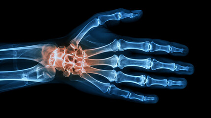 X-ray image of finger bone, Generative AI